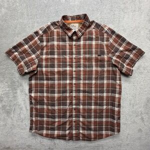 5.11‎ Tactical Shirt Mens Large Brown Plaid Short Sleeve Button Front Outdoor